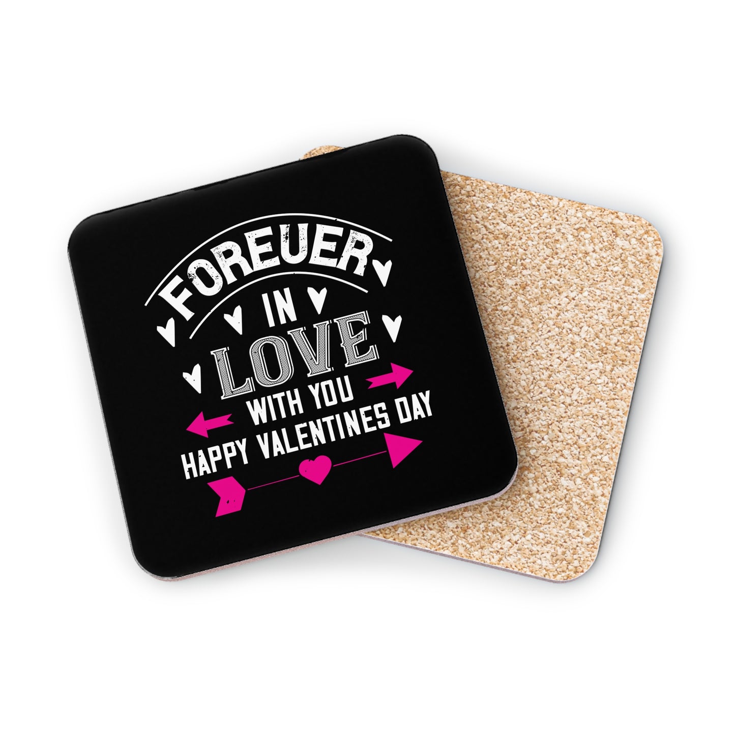 Valentine Coasters - "Forever in Love With You" Heart Arrow Drink Coaster (Happy Valentines Day)