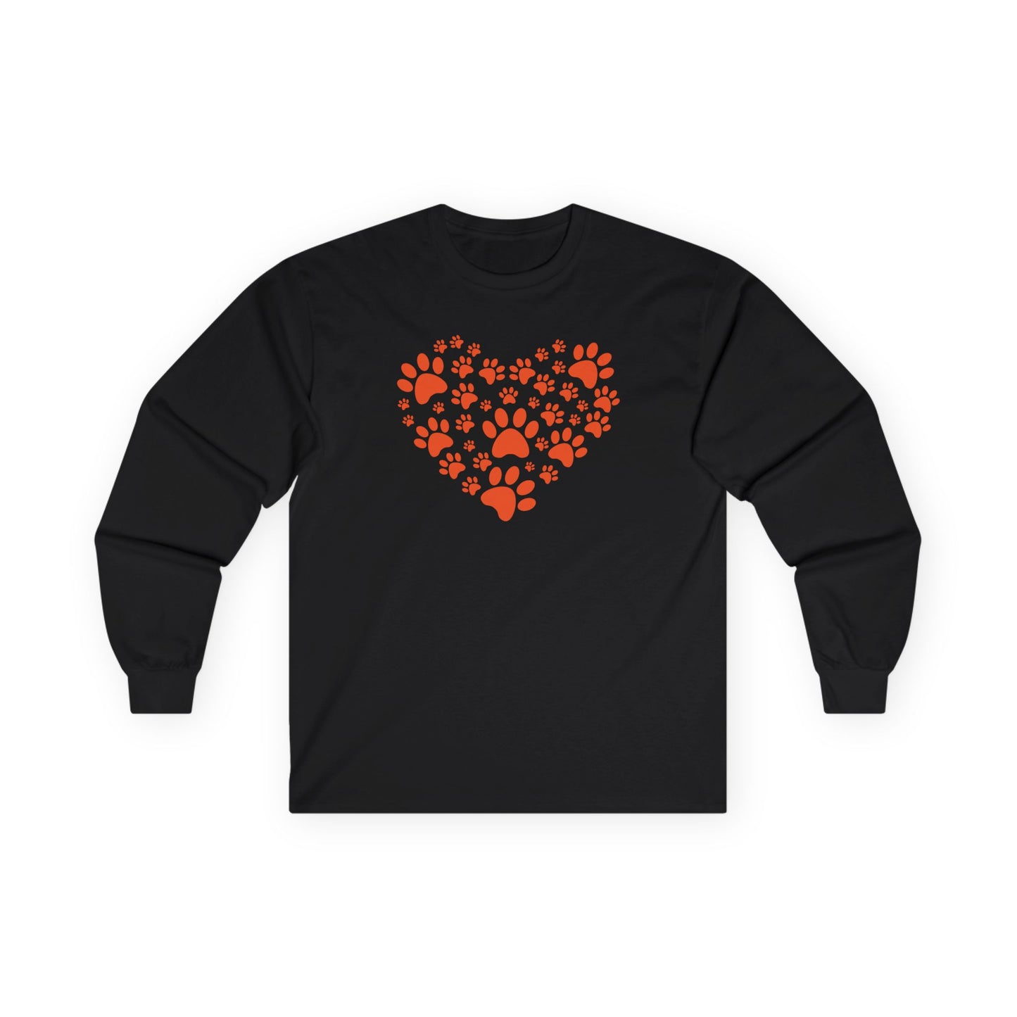 Paw Print Heart Long Sleeve Tee for Animal Lovers, Gift for Pet Owners