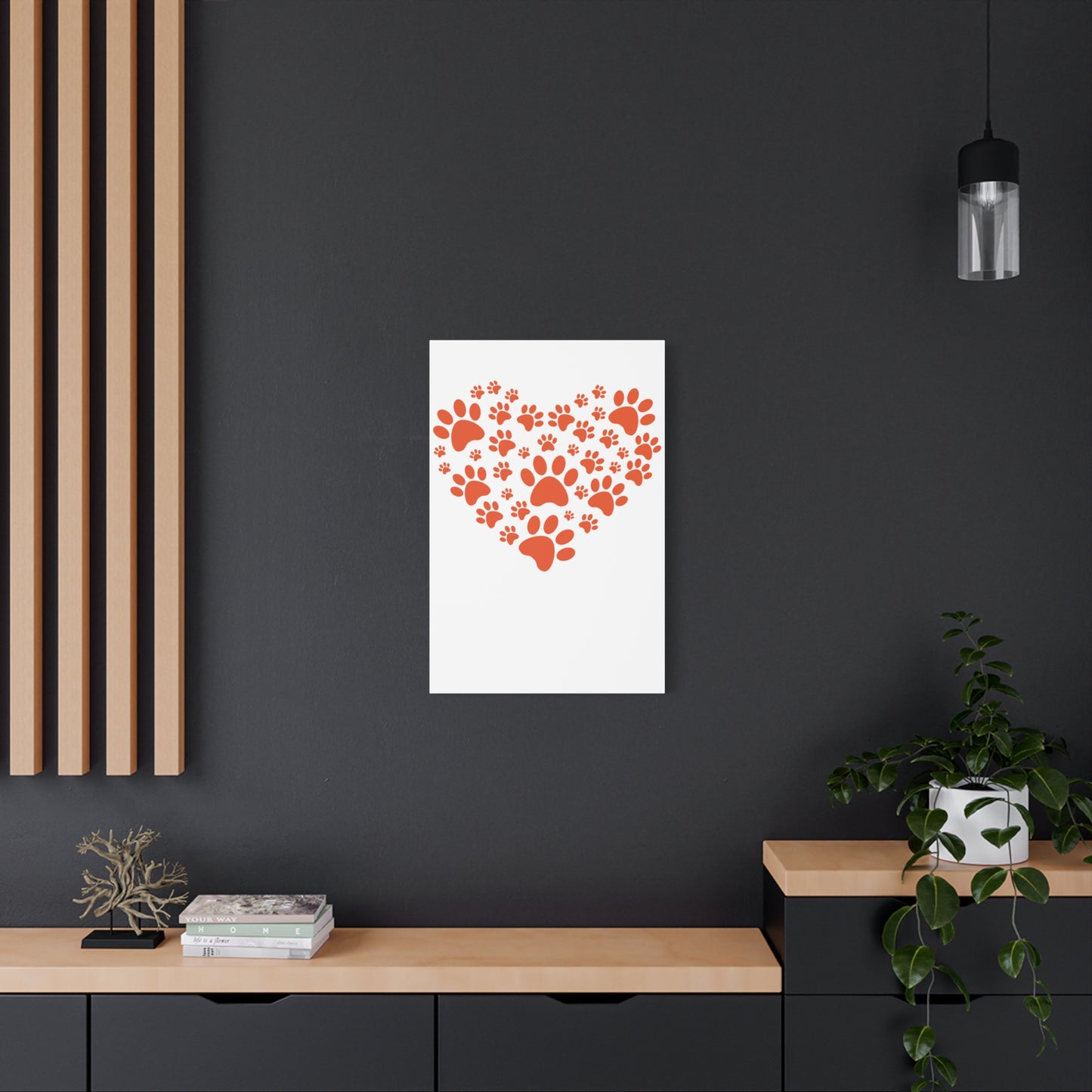 Pet Lover's Canvas Print - Dog Paw Heart Wall Art