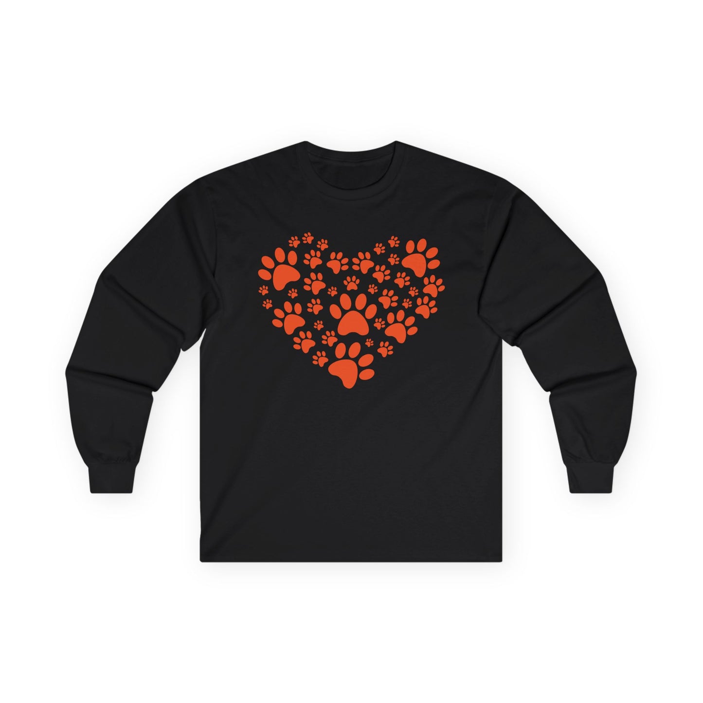 Paw Print Heart Long Sleeve Tee for Animal Lovers, Gift for Pet Owners