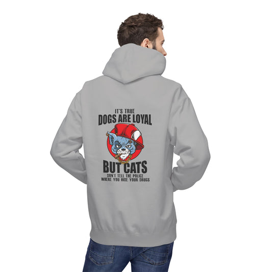 Hoodie — "Dogs Are Loyal But Cats Don’t Tell the Police" Graphic Cat Lover Pullover