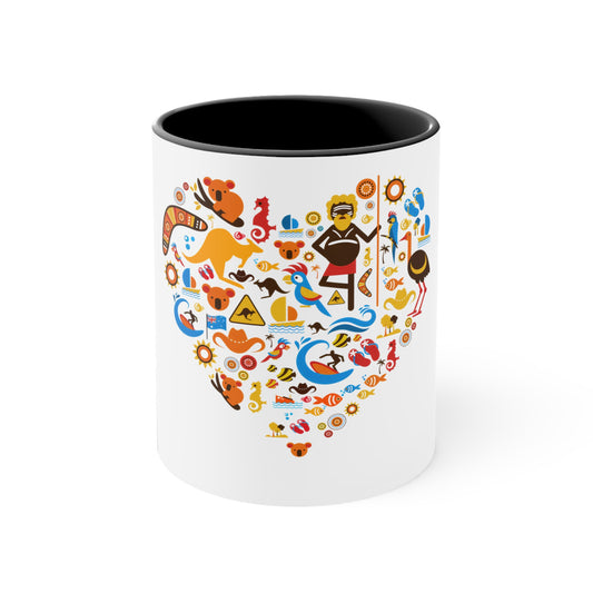 Colorful Heart Design Mug - Whimsical Coffee Cup