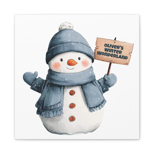 Snowman Canvas Wall Art — "Oliver's Winter Wonderland" Personalized Holiday Decor