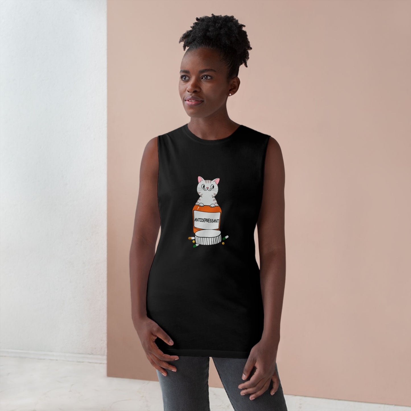 Cat in Cough Syrup Tank Top – Cute Veterinary / Pet Lover Graphic Tank