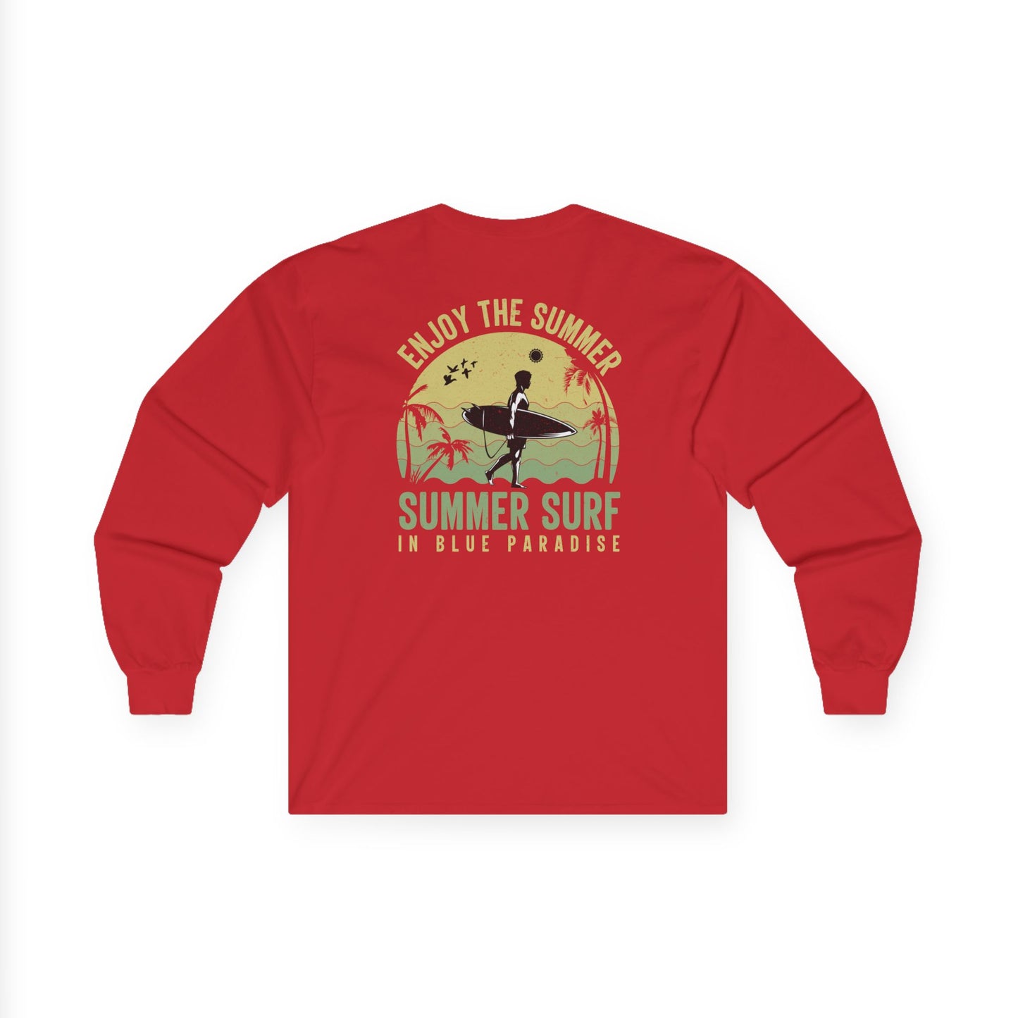 Summer Surf Heart Long Sleeve Tee — "Enjoy the Summer" Surf Graphic