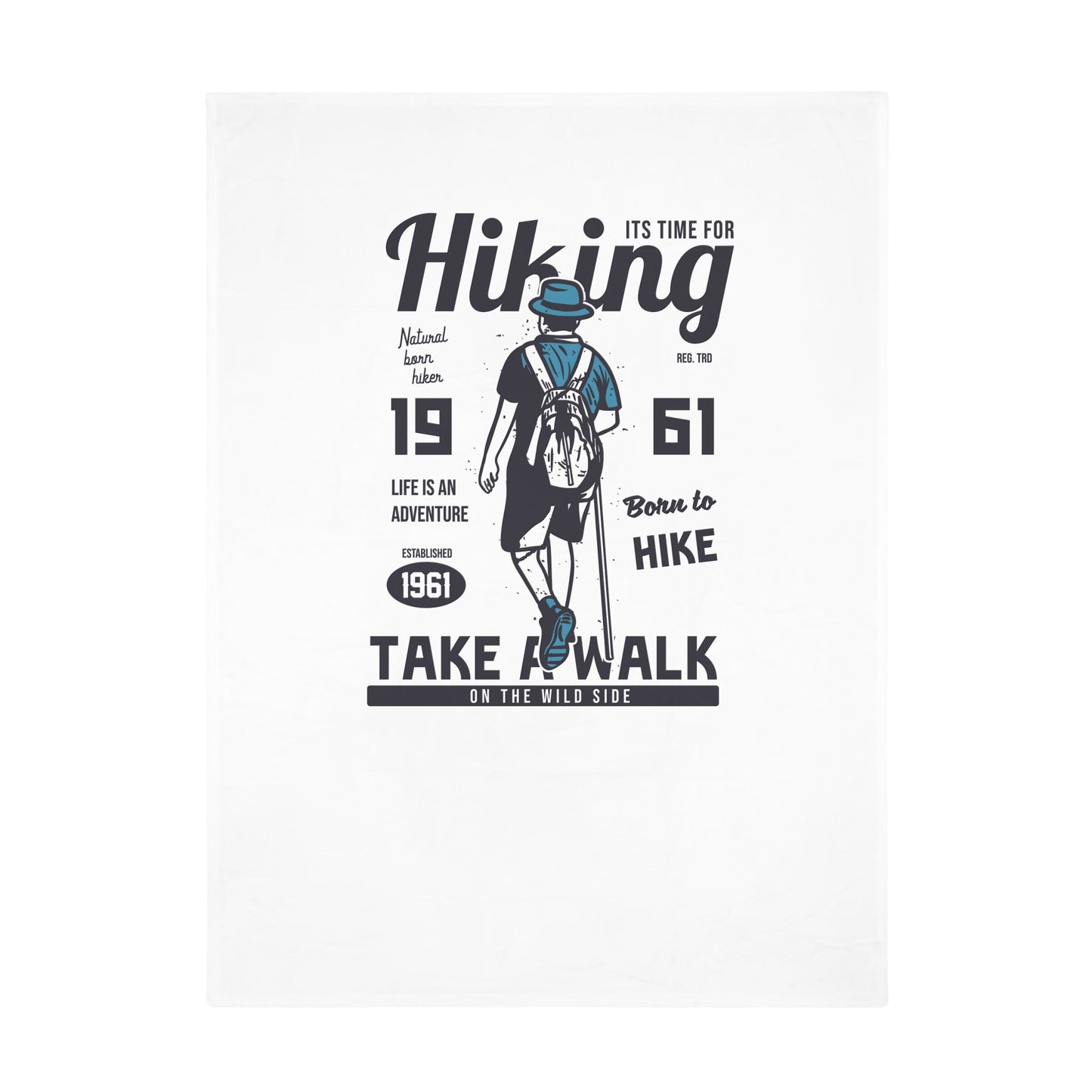 Hiking Adventure Plush Fleece Blanket — "Take a Walk" Outdoor Camper Gift
