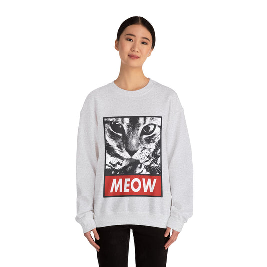 Cat Meow Crewneck Sweatshirt – Retro Graphic Cat Face