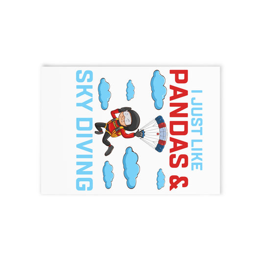 Whimsical Holiday Cards, Fun Greeting Card, Skydiving Card, Panda Lover Card, Unique One-sided Print Card