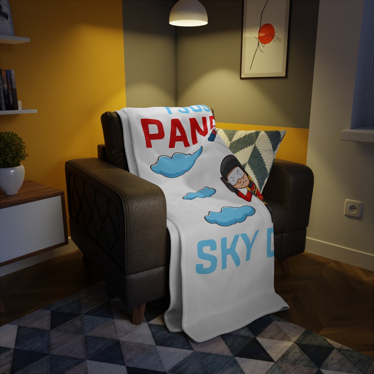 Sky Diving Pandas Plush Fleece Blanket