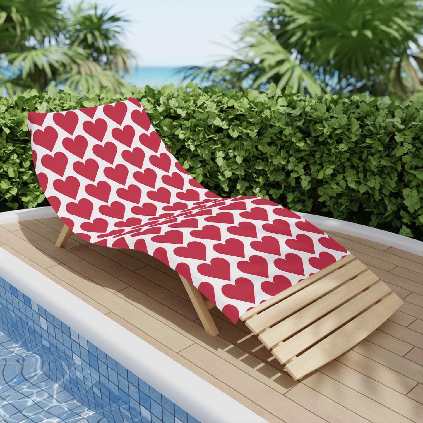 Red Heart Pattern Beach Towel — Valentine’s Day Romantic Pool & Beach Towel