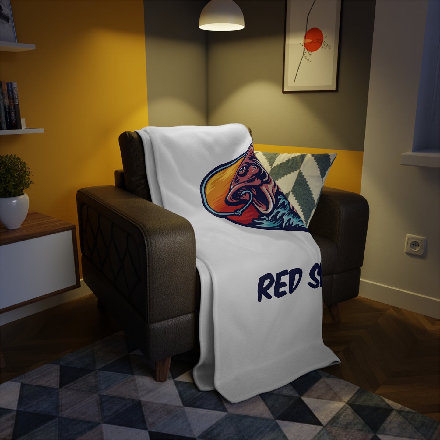 Fishing-Themed Plush Fleece Blanket