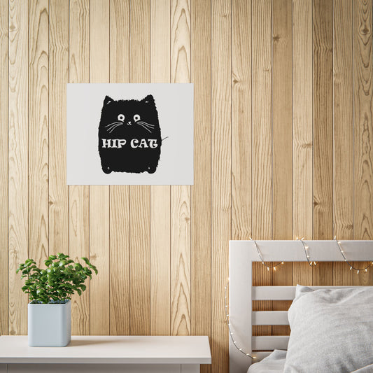 Hip Cat Poster — Cute Black Cat Wall Art Print