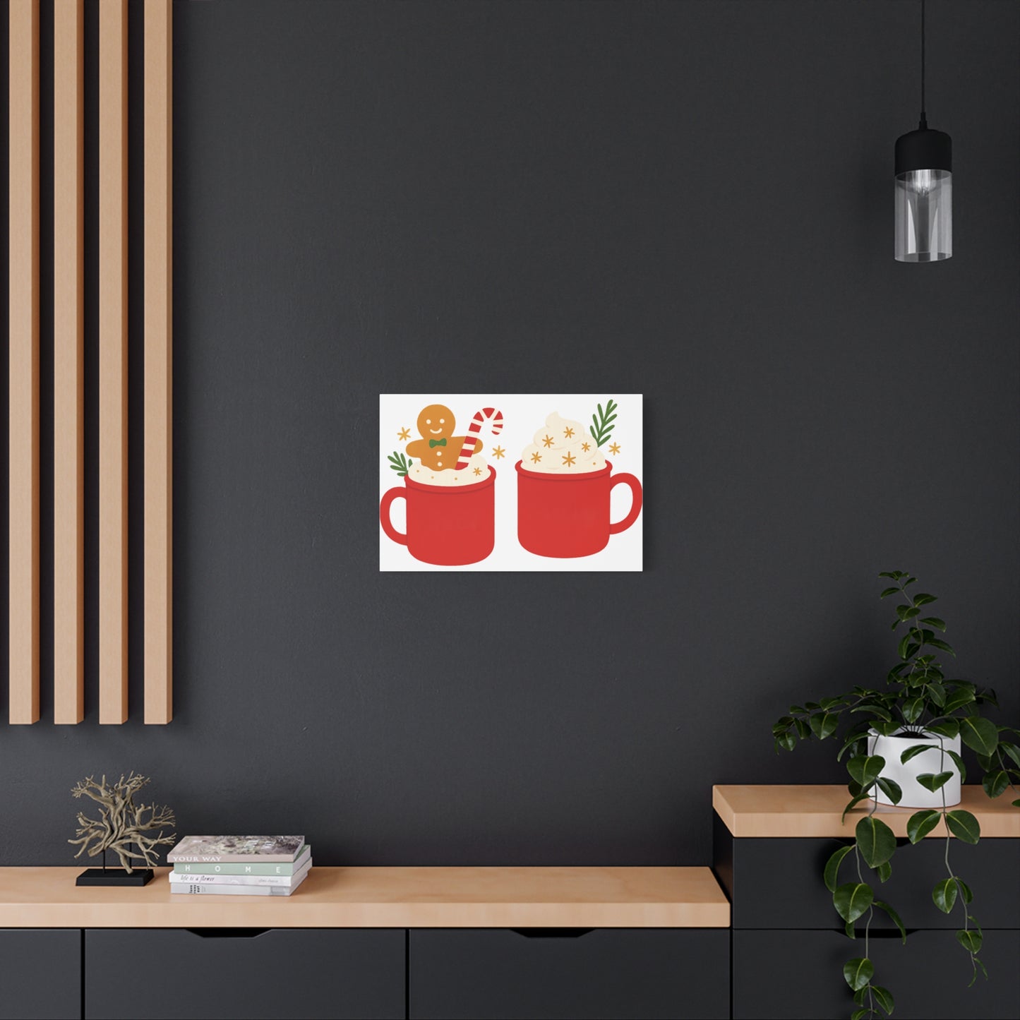 Cat Pattern Canvas Print — Whimsical Kittens & Fishbone Wall Art