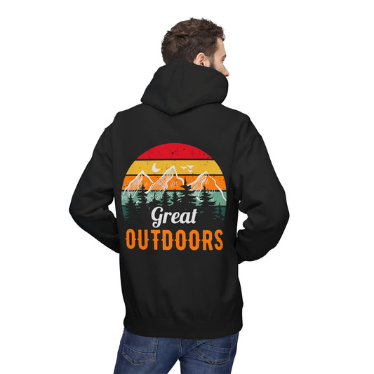 Outdoors Hoodie — Great Outdoors Vintage Mountain & Trees Pullover