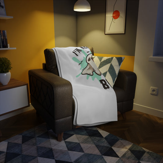 Halloween Plush Fleece Blanket - "I'm Here For The Boo" Cute Ghost Throw