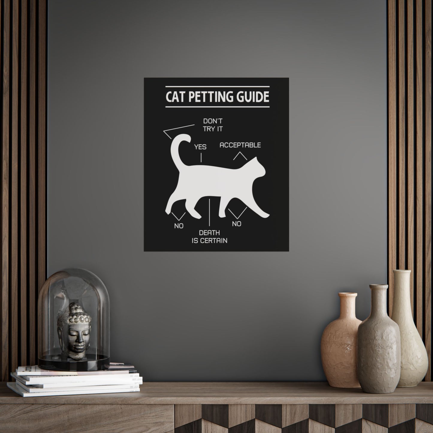 Funny Cat Petting Guide Unframed Poster - Cat Lover Decor