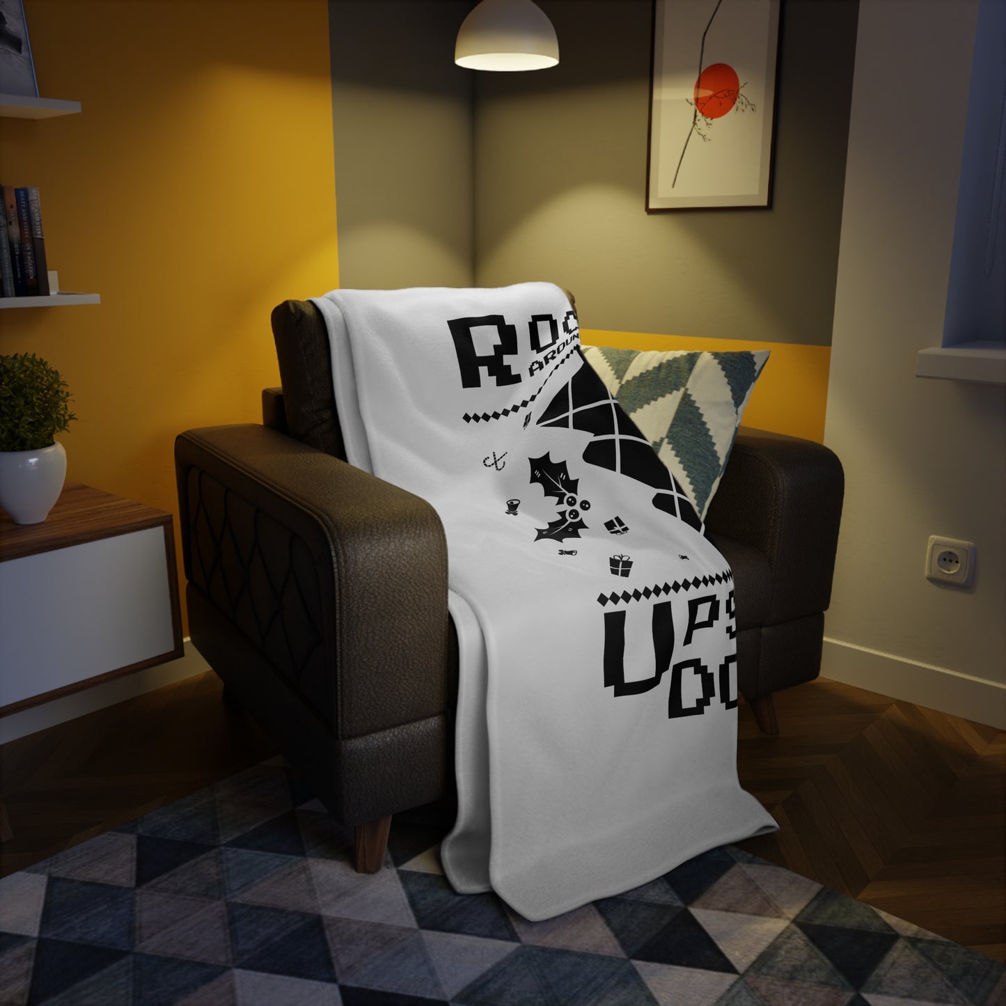 You + Me + Wine = Happy Plush Fleece Blanket — Romantic Wine Lover Throw