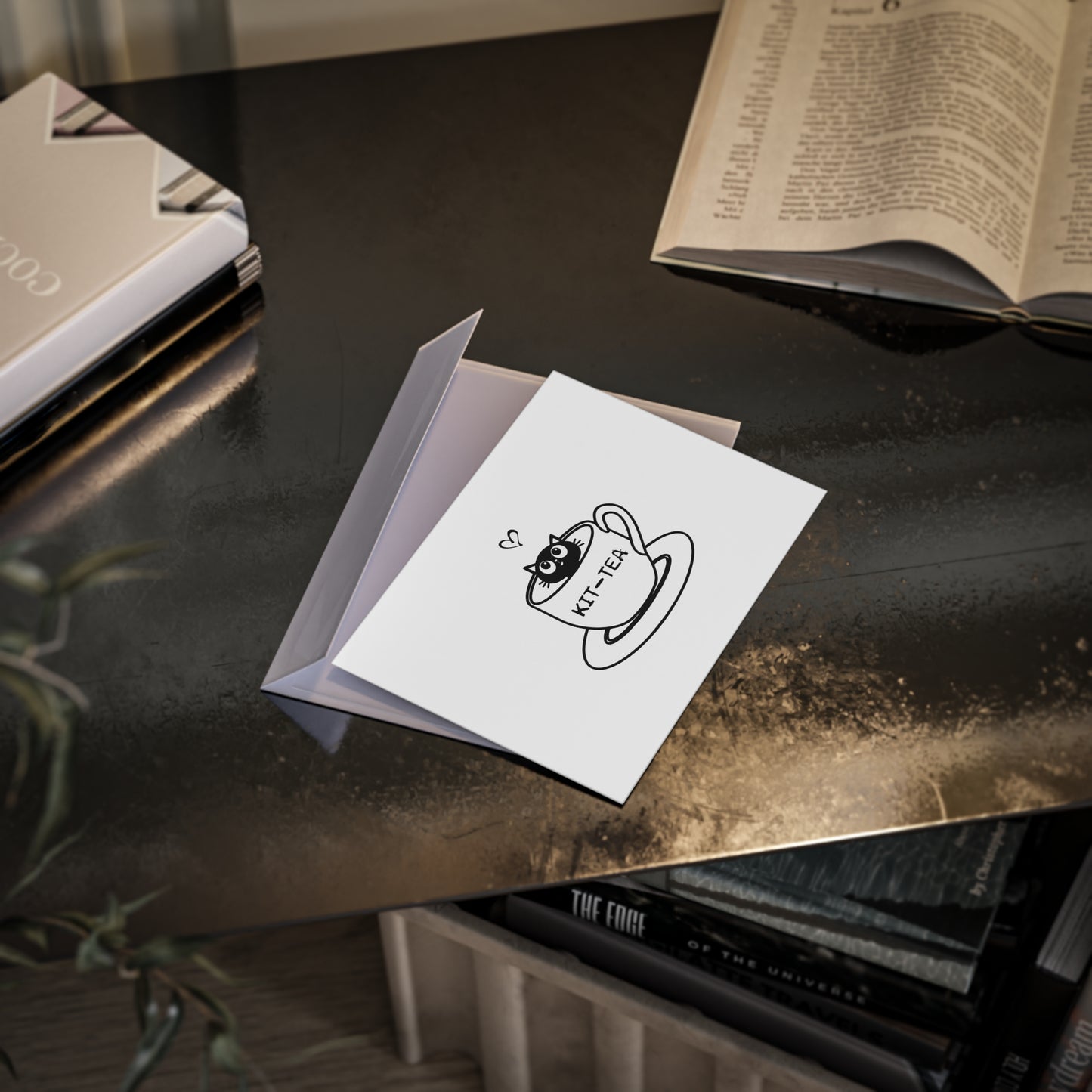 Holiday Card — 'Kit-Tea' Cute Cat in Teacup Greeting Card