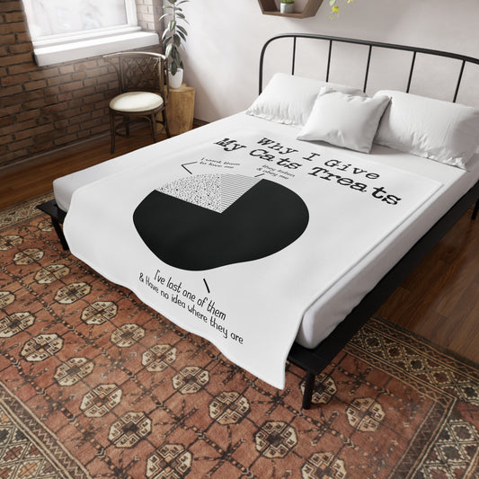 Cat Lover's Plush Fleece Blanket - 'Why I Give My Cats Treats'
