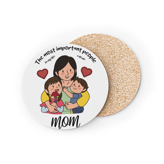 Mom & Kids Coaster – “The Most Important People in My Life” Cork Drink Coaster | Mother’s Day Gift