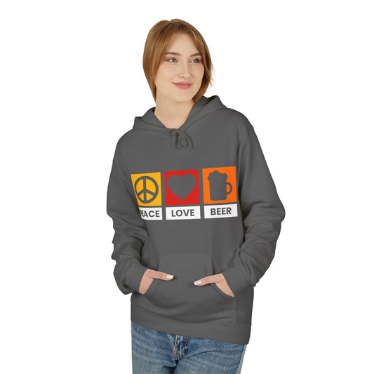 Peace Love Beer Hoodie — Peace, Heart & Beer Icon Pullover