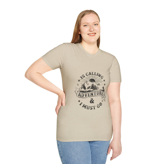 Adventure Is Calling Unisex Softstyle T-Shirt - Outdoor Enthusiast Tee