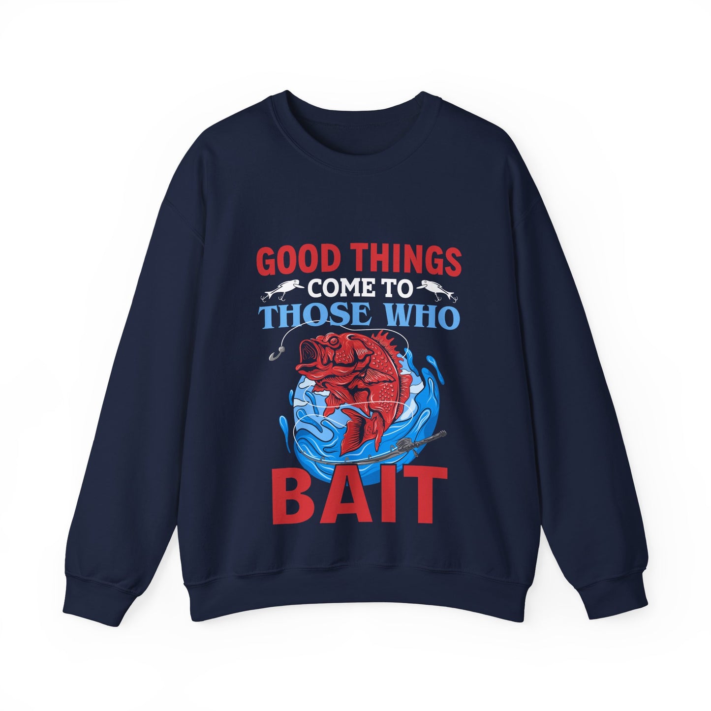 Fishing Enthusiast Crewneck Sweatshirt - Good Things for Bait Lovers