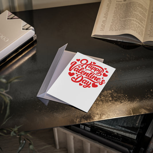 Valentine's Day Card — Red "Happy Valentine's Day" Heart Design (One-Sided)