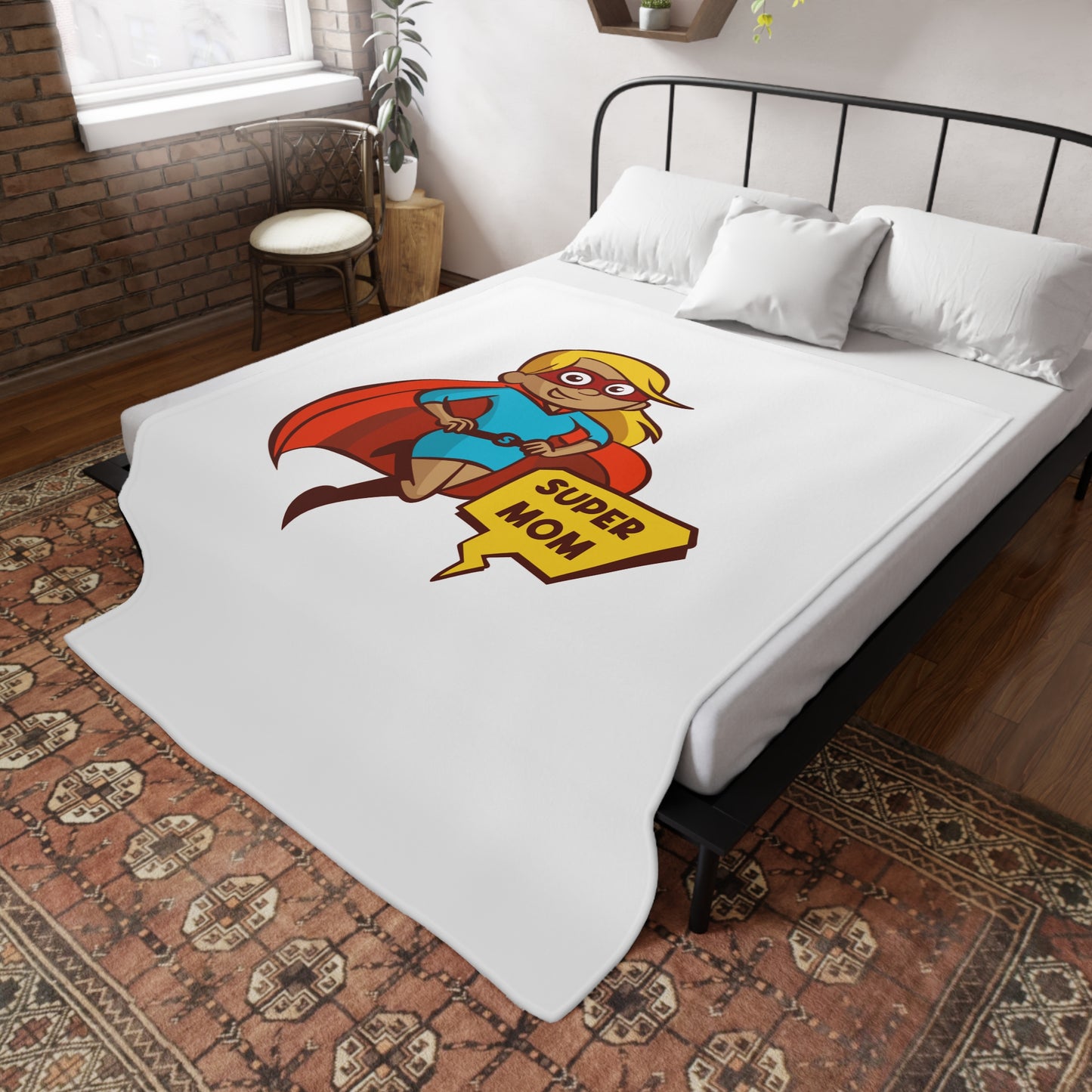 Super Mom Plush Fleece Blanket, Soft Throw for Baby Showers