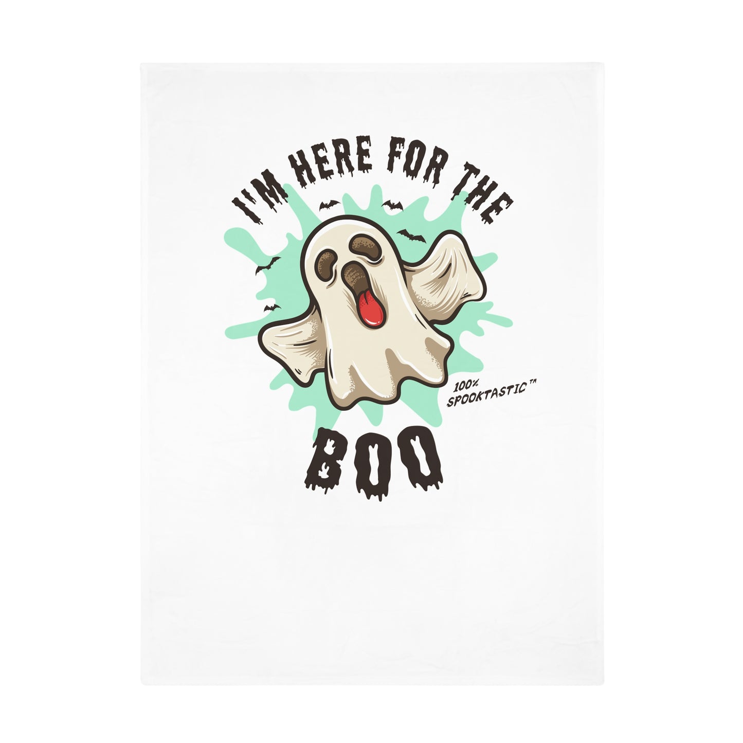 Halloween Plush Fleece Blanket - "I'm Here For The Boo" Cute Ghost Throw