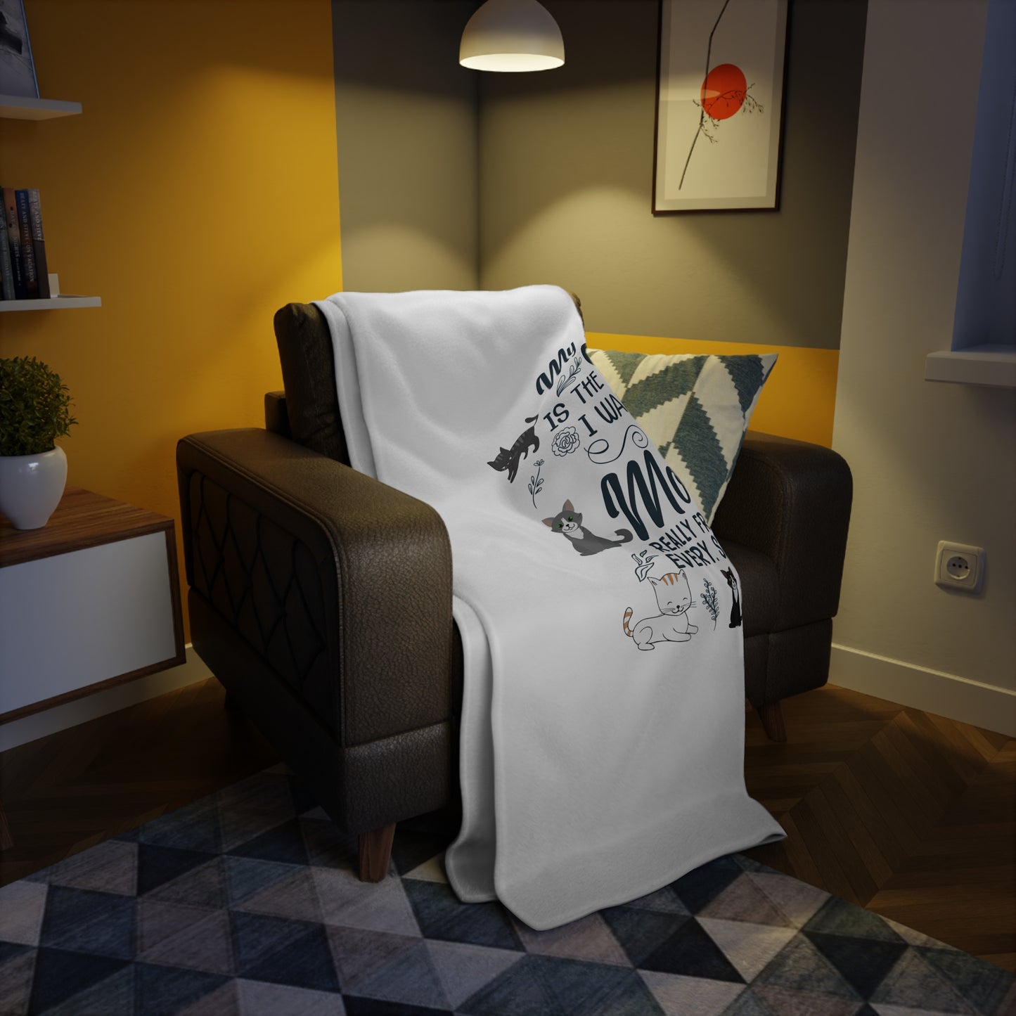 Plush Fleece Blanket — “My Cat Is the Reason I Wake Up Every Morning” Cute Cat Lover Throw