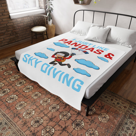 Sky Diving Pandas Plush Fleece Blanket