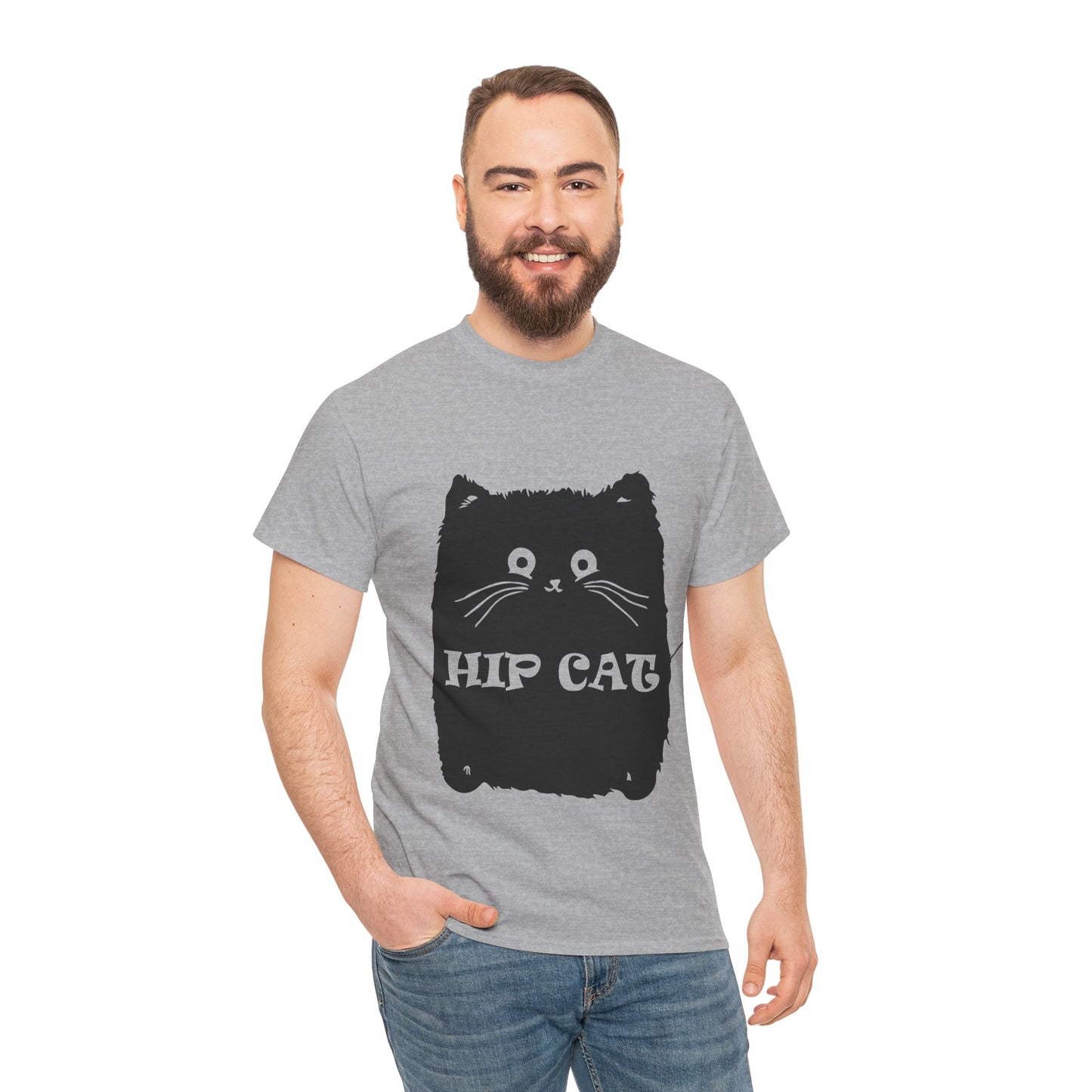 Funny Hip Cat Unisex Heavy Cotton Tee