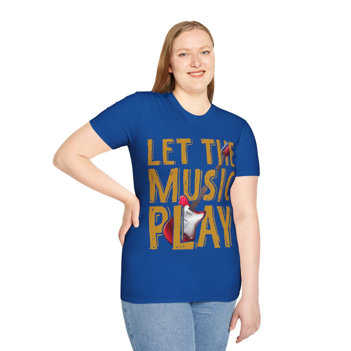 Let The Music Play Guitar T-Shirt — Retro Rock Music Tee for Musicians & Fans