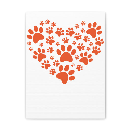 Pet Lover's Canvas Print - Dog Paw Heart Wall Art