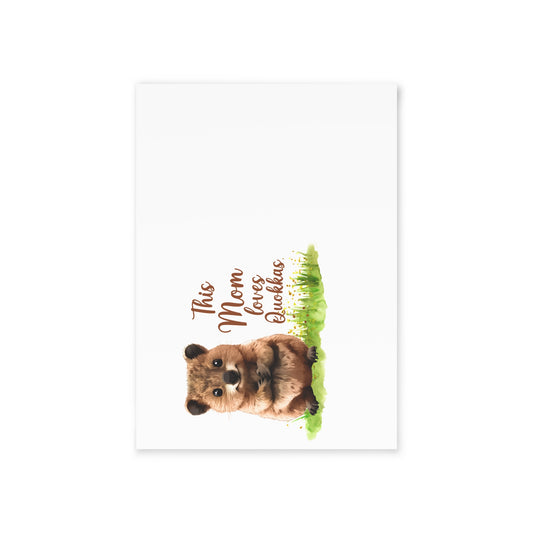 Holiday Card – 'This Mom Loves Pawdubs' Cute Bear & Paw Print Two-Sided Greeting