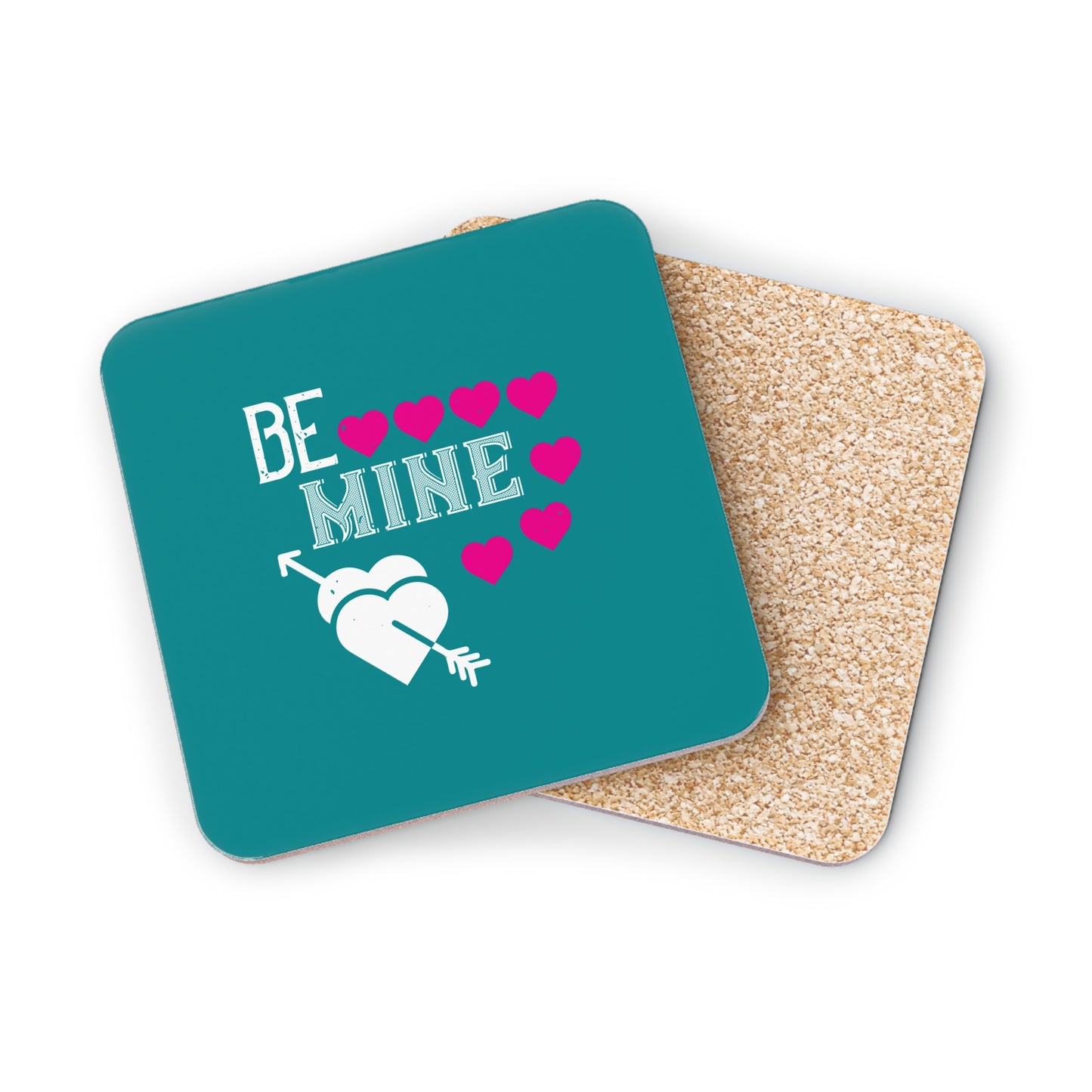 Valentine 'Be Mine' Heart Coasters — Romantic Cork Drink Coaster Set