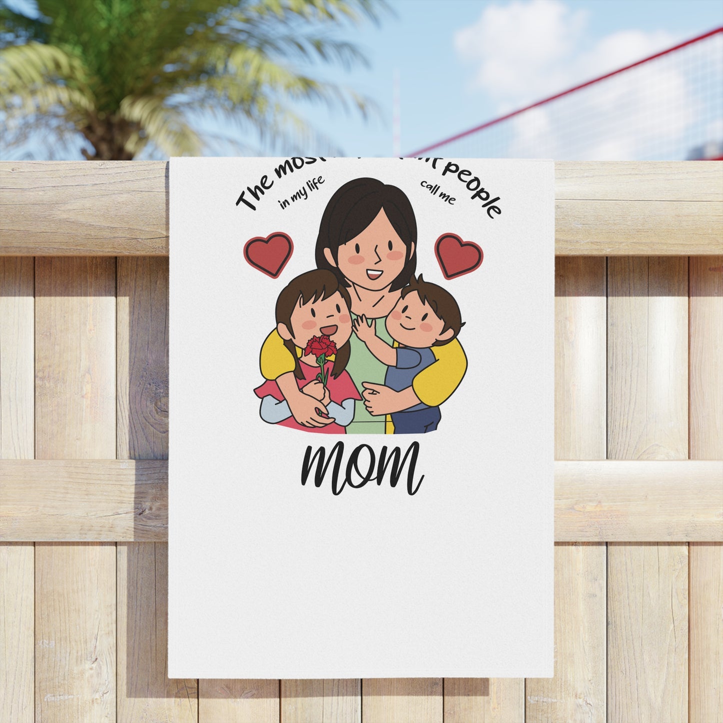 Mom & Kids Beach Towel — "The Most Important People" Family Graphic