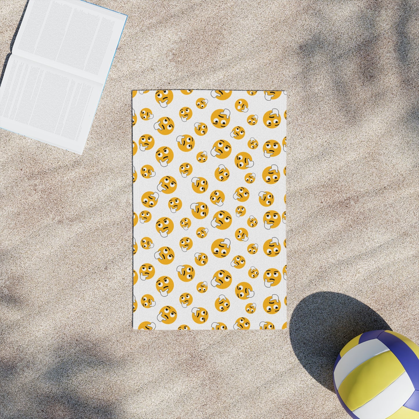 Emoji Face Beach Towel — Fun Smiley Pattern Summer Towel