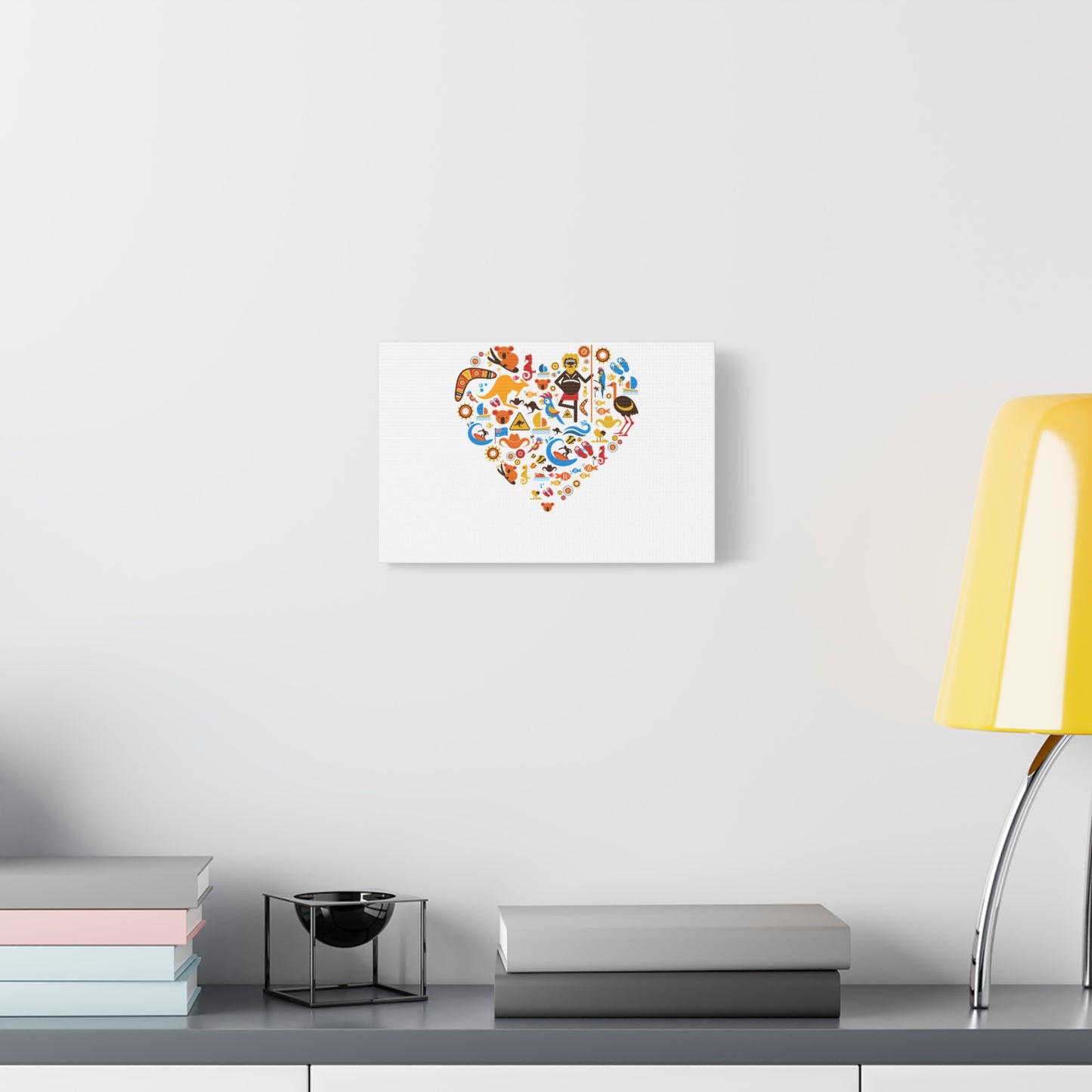 Heart Mosaic Canvas Wall Art — Colorful Travel & Adventure Icons