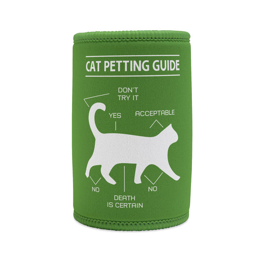 Stubby Cooler — "Cat Petting Guide" Can Cooler, Funny Cat Lover Beverage Insulator