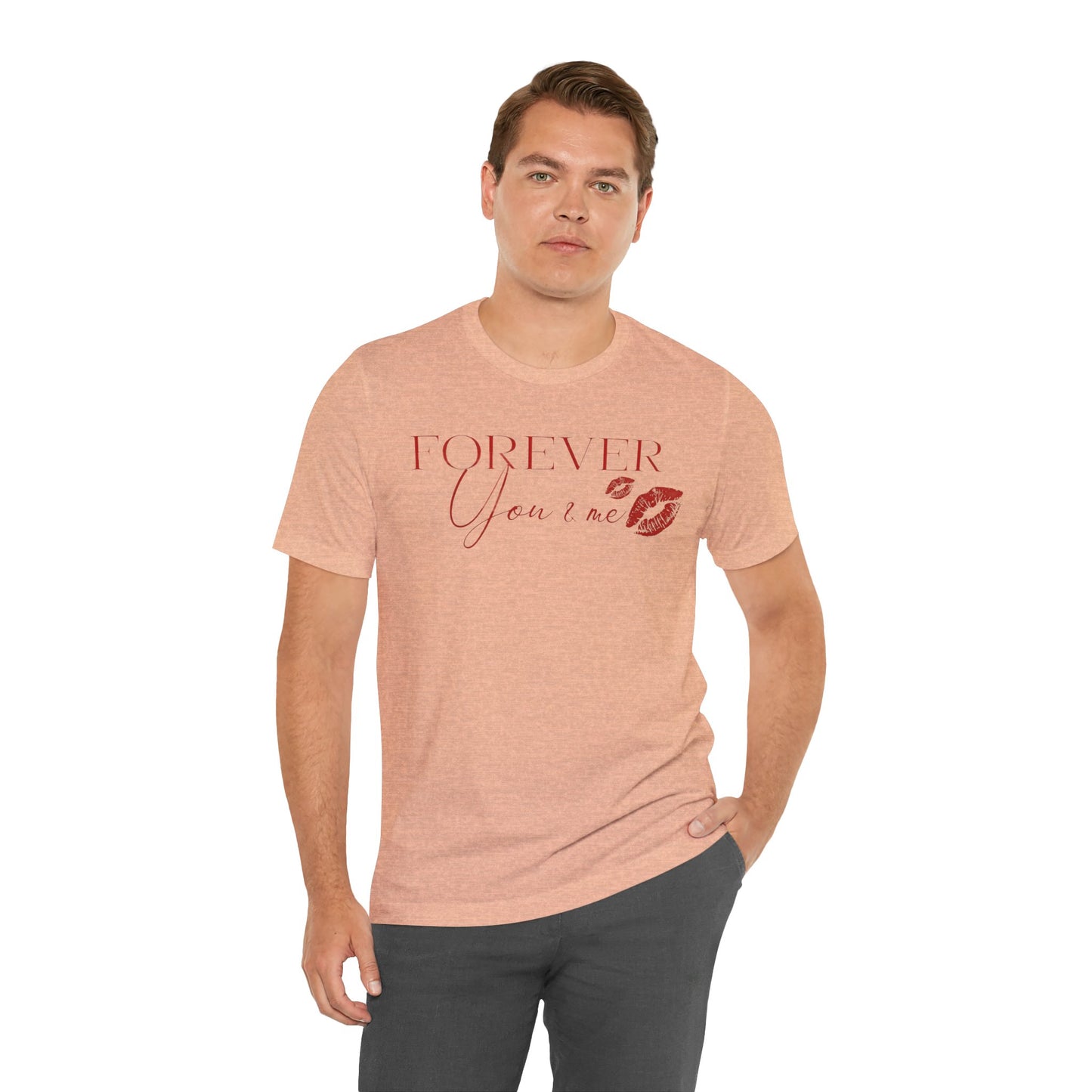 Forever You & Me Kiss Tee — Romantic Script Graphic T-Shirt