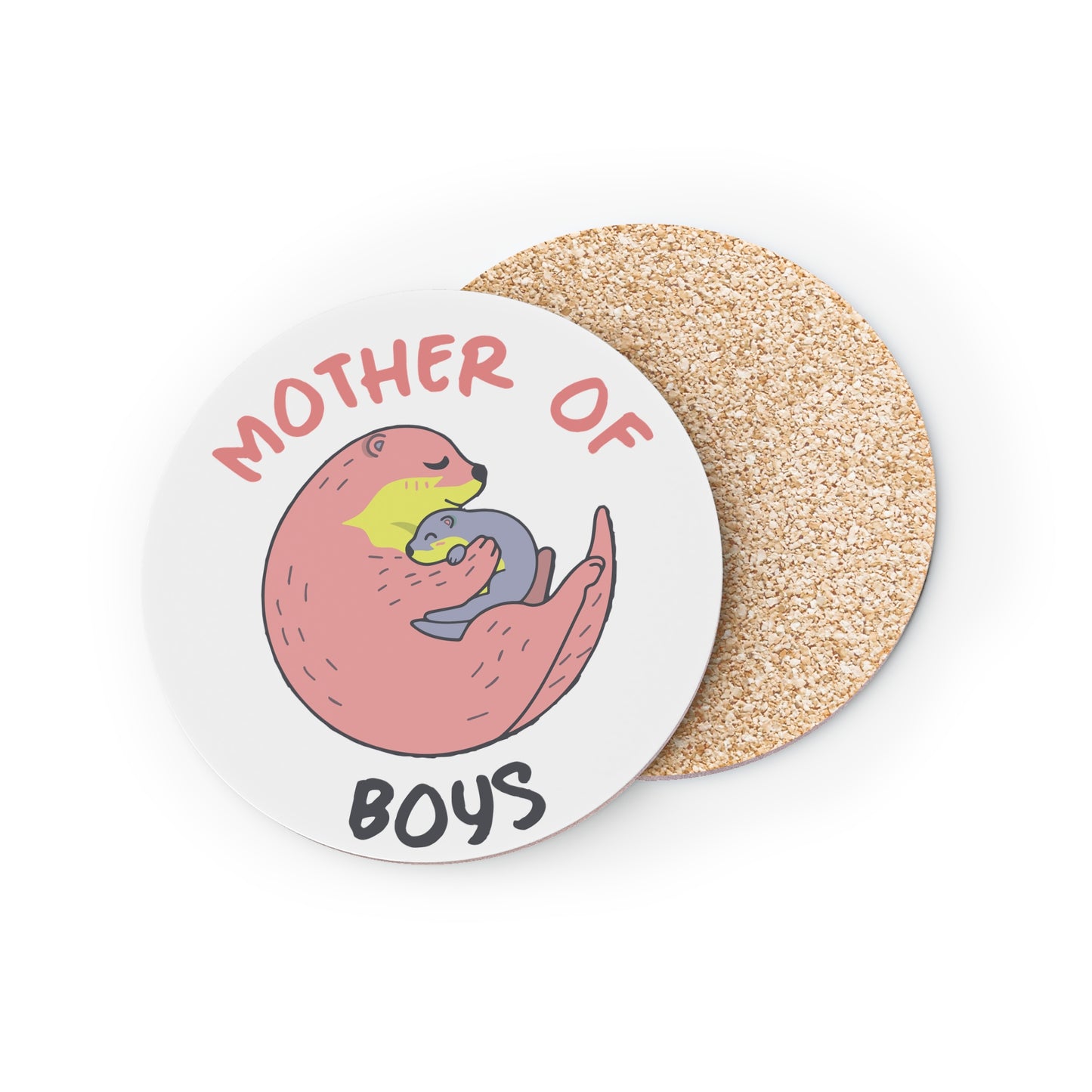 Mother of Boys Cork Coaster — Cute Otter Mom Drink Protector, Mother’s Day Gift