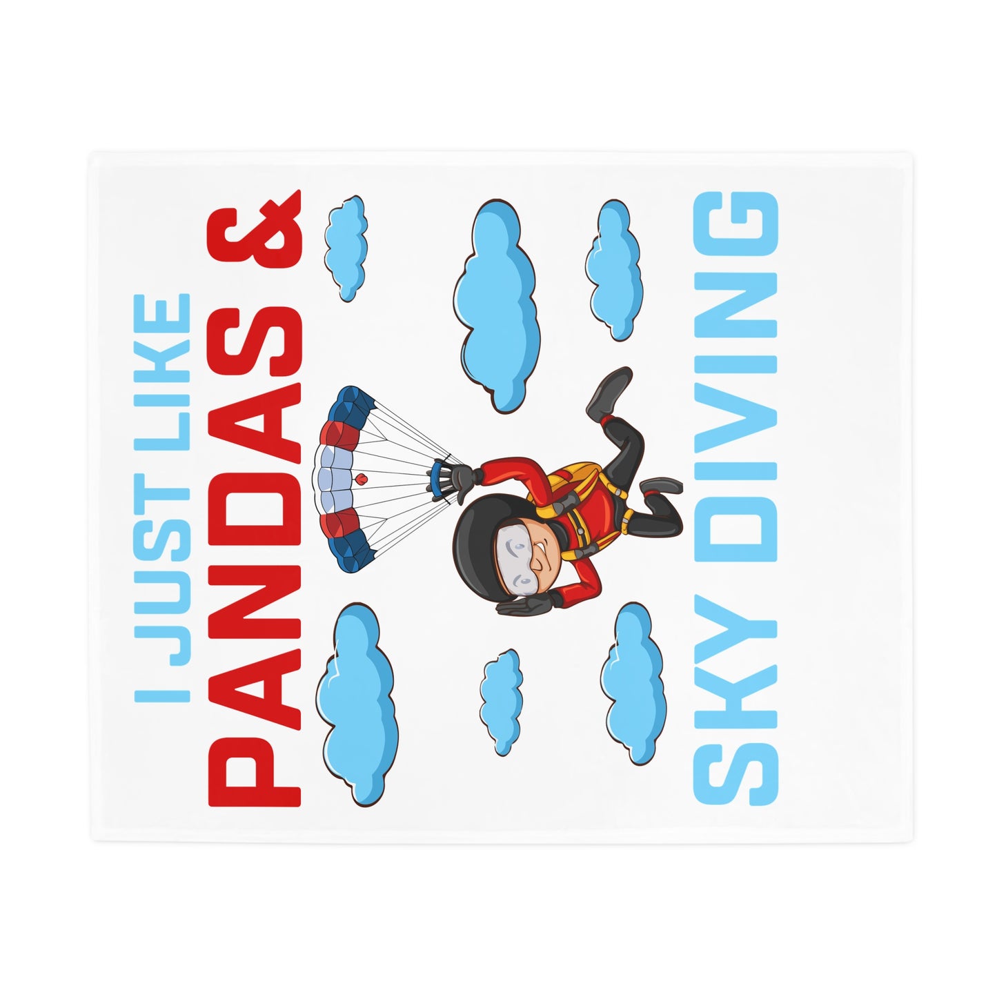 Sky Diving Pandas Plush Fleece Blanket
