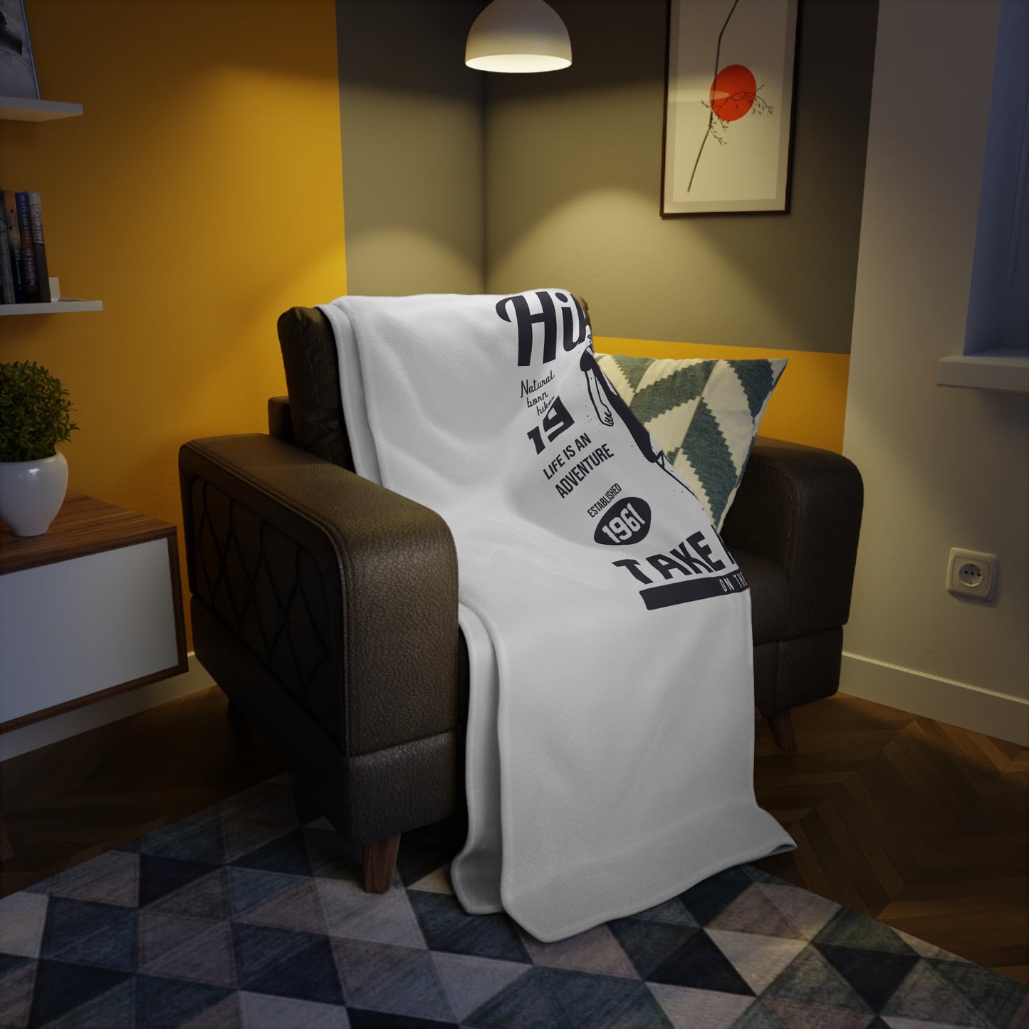 Hiking Adventure Plush Fleece Blanket — "Take a Walk" Outdoor Camper Gift