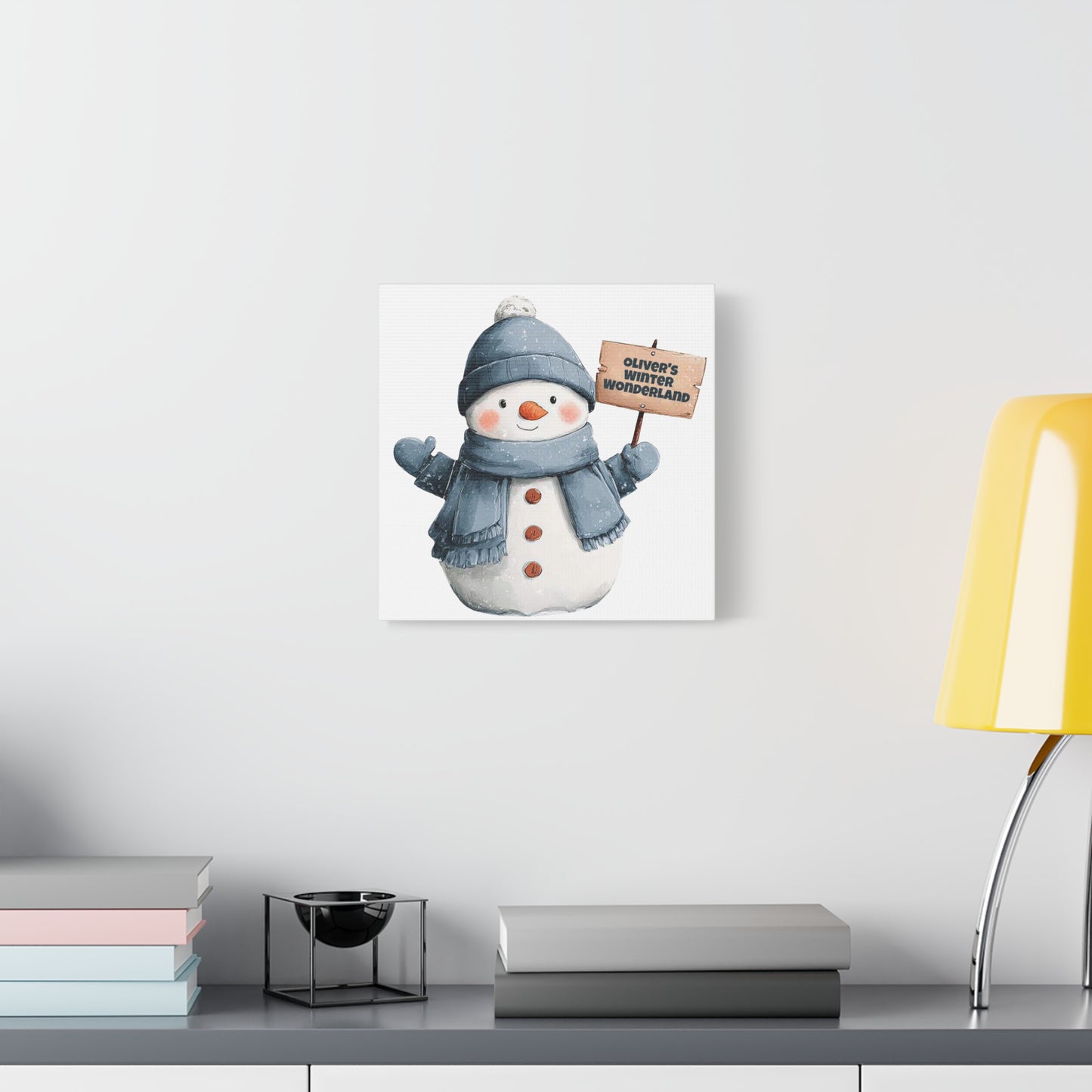 Snowman Canvas Wall Art — "Oliver's Winter Wonderland" Personalized Holiday Decor