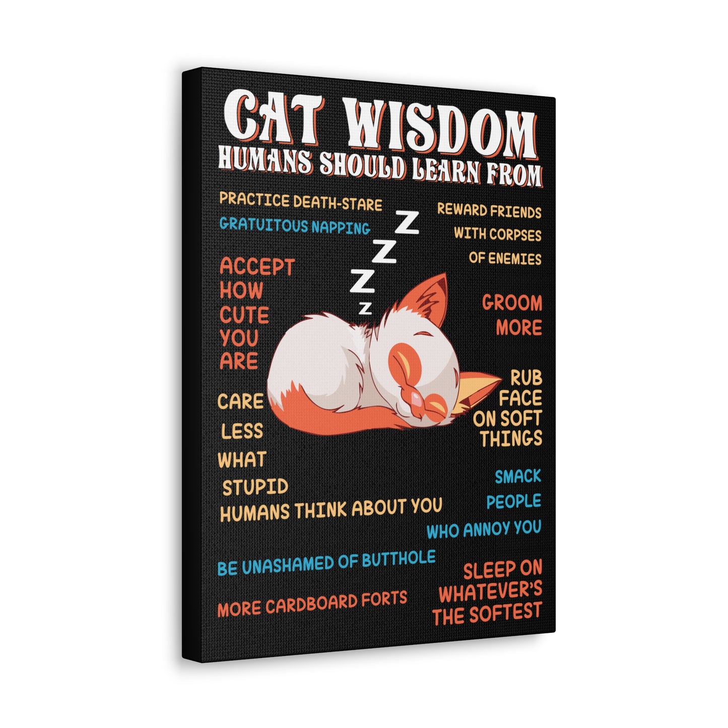 Canvas Print — "Cat Wisdom: Humans Should Learn From" Illustrated Wall Art