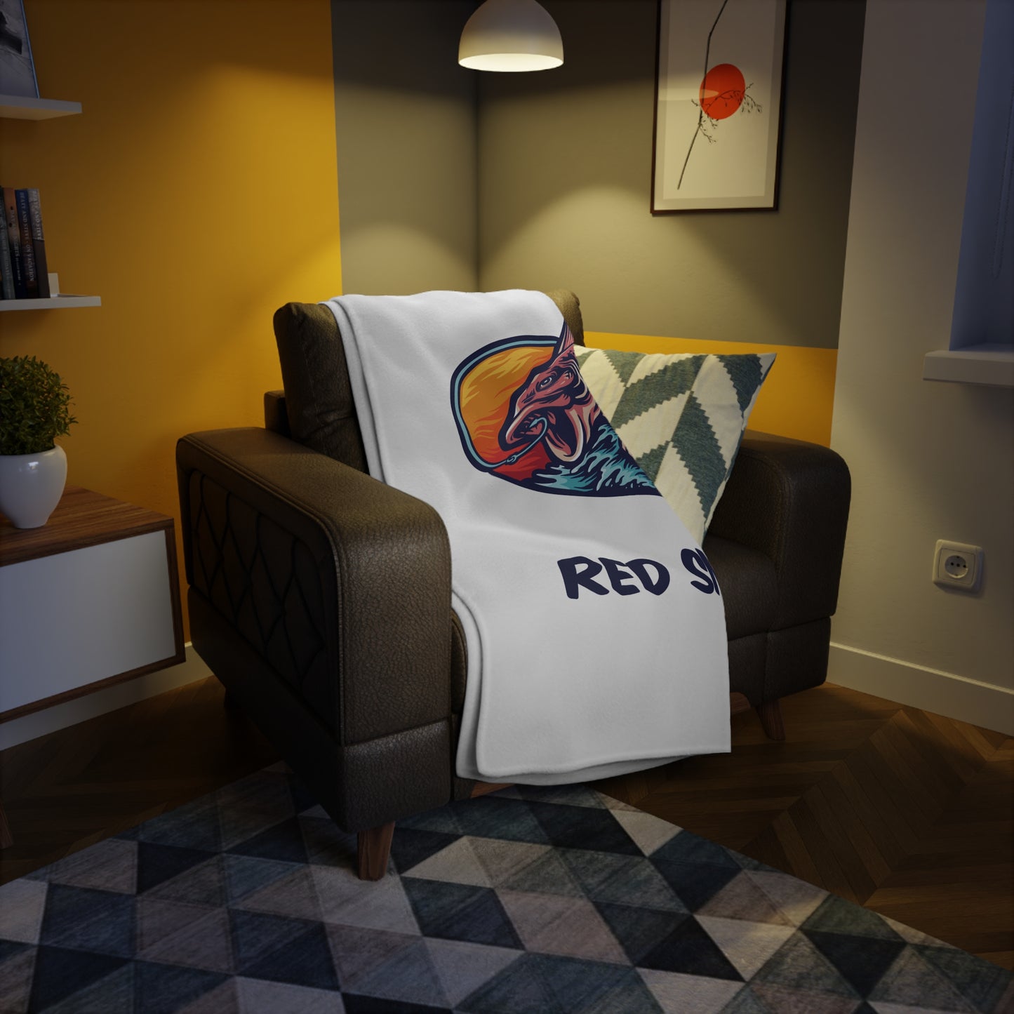 Fishing-Themed Plush Fleece Blanket