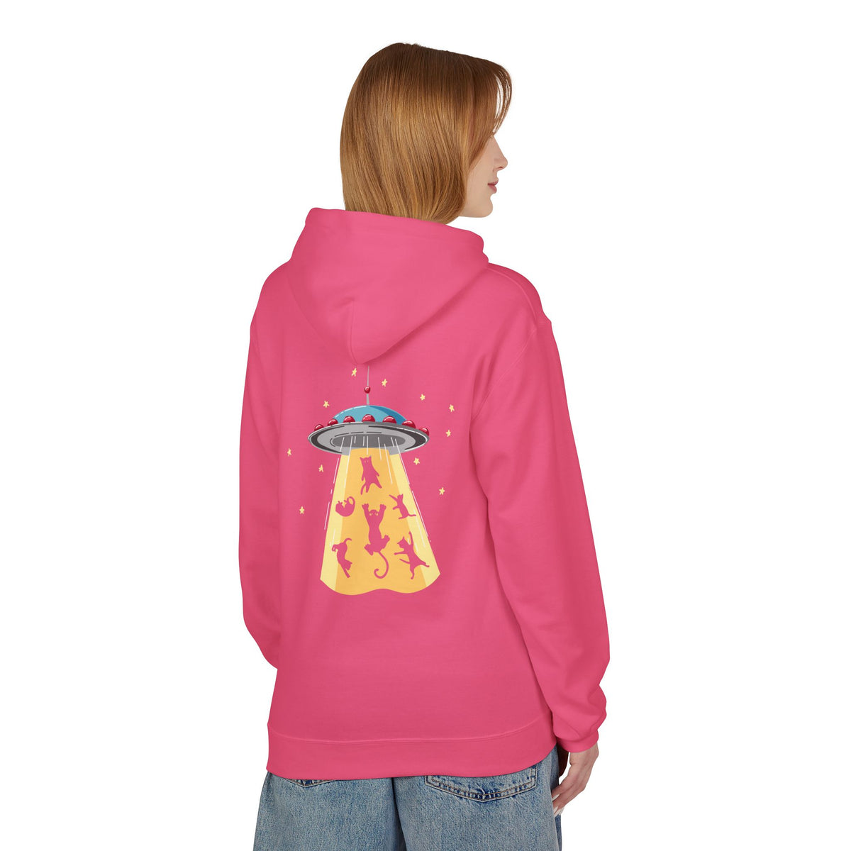 Alien UFO Cat Abduction Hoodie — Funny Pet Lover Graphic Hoodie