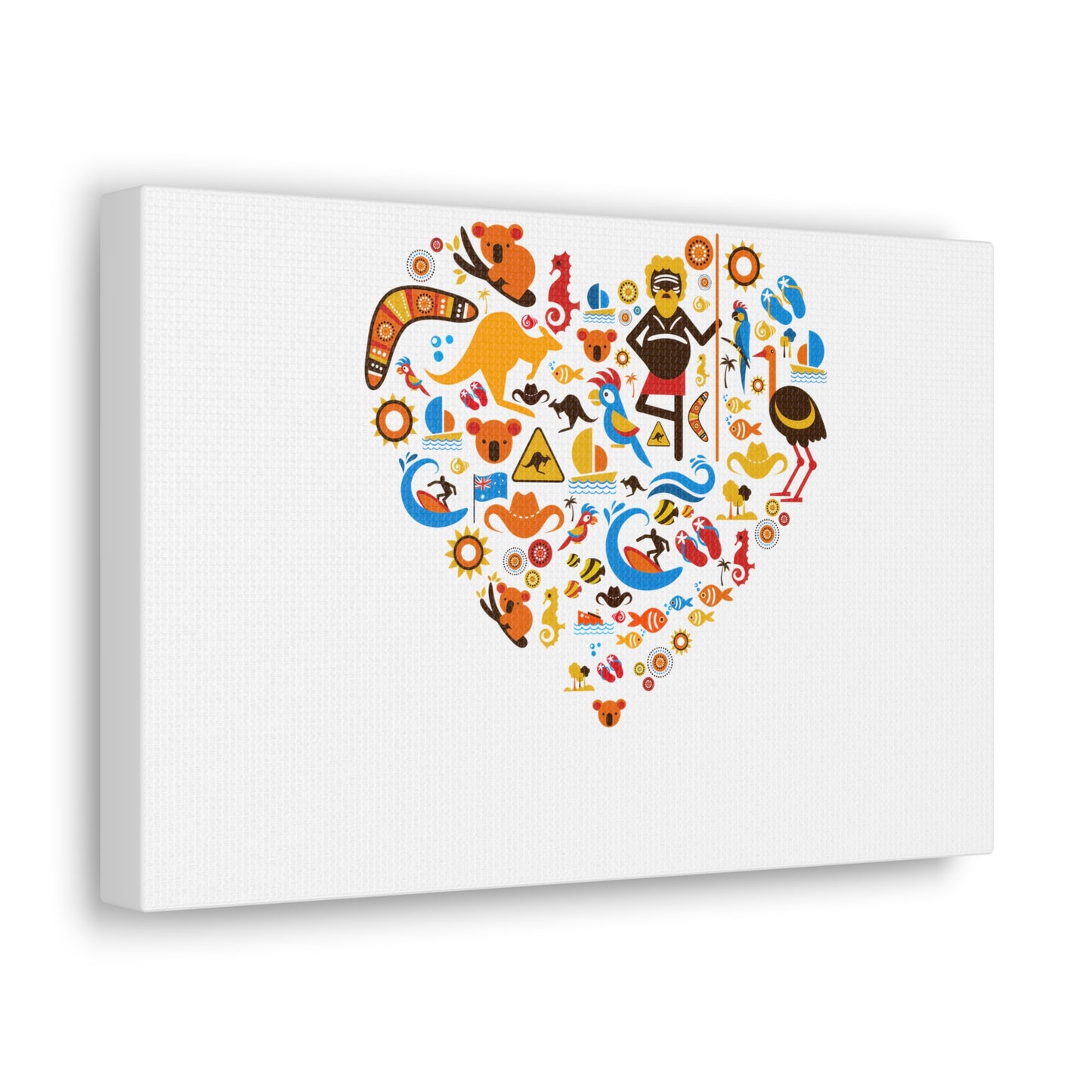 Heart Mosaic Canvas Wall Art — Colorful Travel & Adventure Icons